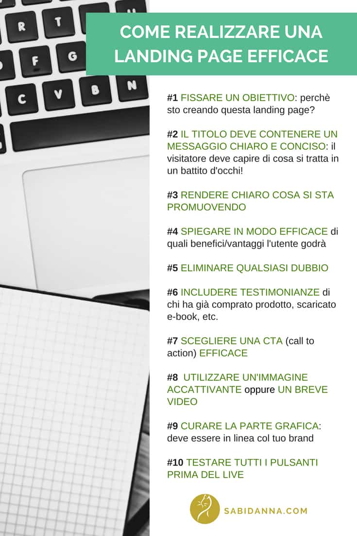 Come strutturare una landing page efficace dal blog di sabidanna.com