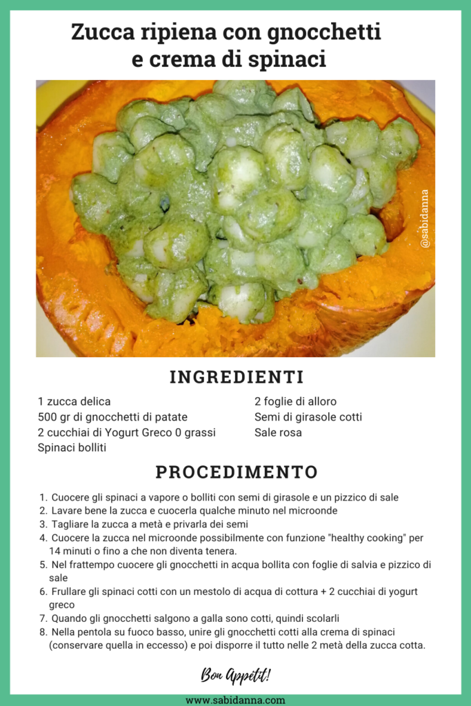 Ricetta Zucca ripiena con gnocchetti e crema di spinaci