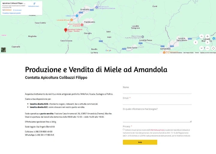 esempio di pagina contatti realizzata da Sabina D'Anna